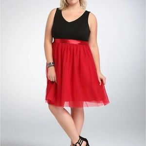 Torrid Black Bodice / Red Tulle Skirt Party Dress